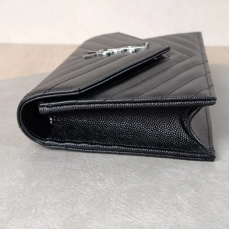 SAINT LAURENT Crossbody Bag CASSANDRE ENVELOPE Black Calfskin One Size 19 × 3.5 × 12.5 cm — detail view 7 of 11