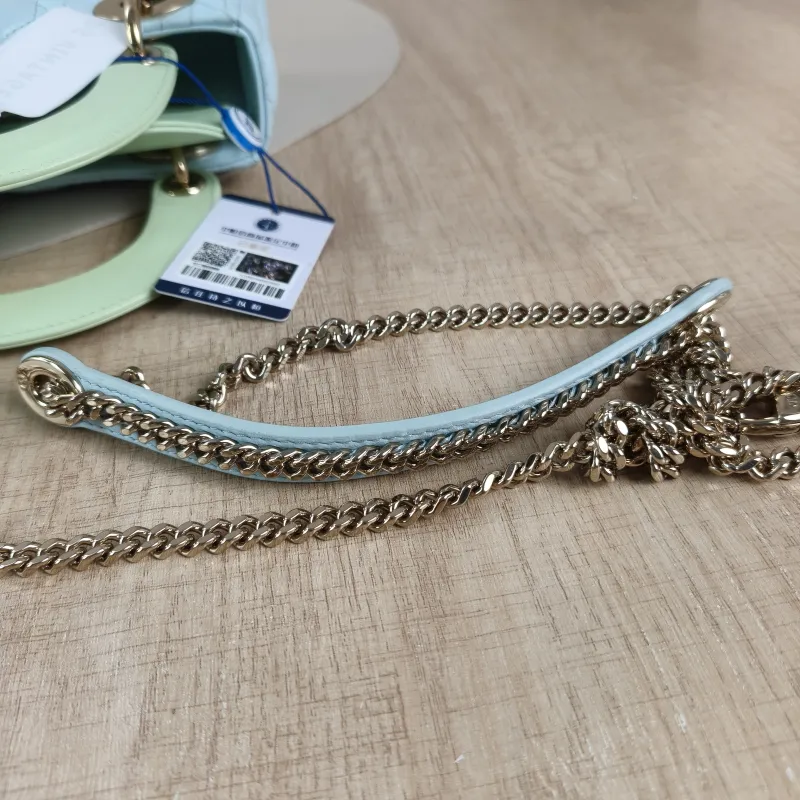 DIOR Crossbody Bag Lady Lady Dior Bag Green Blue Lambskin mini17 × 7 × 15 cm — detail view 13 of 14