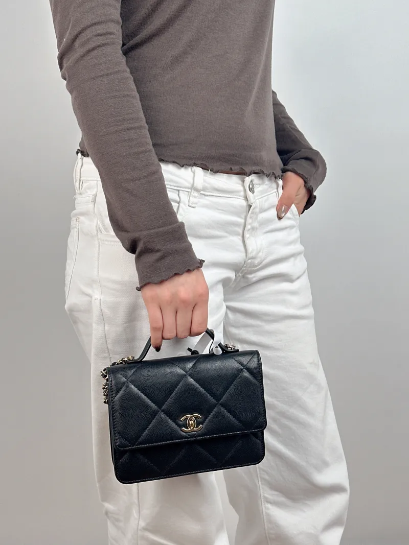 Chanel Backpack Backpack Black Calfskin One Size 18.2 × 5 × 14 cm — on-model view 1 of 2