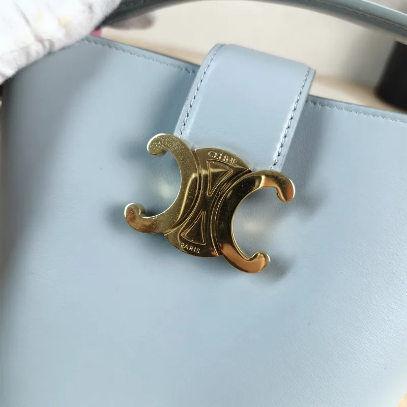 CELINE Crossbody Bag Louise Bucket Bag Blue Calfskin Mini 13.5 × 10 × 16 cm — detail view 11 of 13