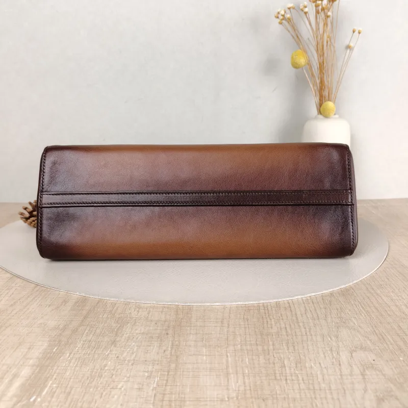 PRADA Shoulder Bag Shoulder Bag Brown Calfskin One Size 32 × 12 × 15 cm — cover view 5 of 5