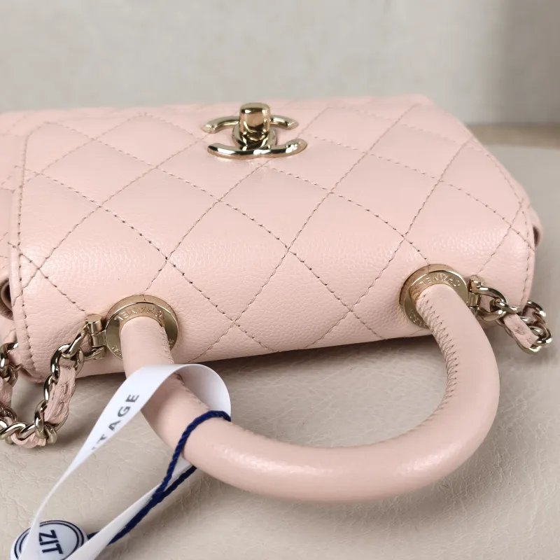 Chanel Top Handle Bag Coco Handle​ Pink Grained Calfskin Mini 14.5 × 5.5 × 11.5 cm — detail view 5 of 12