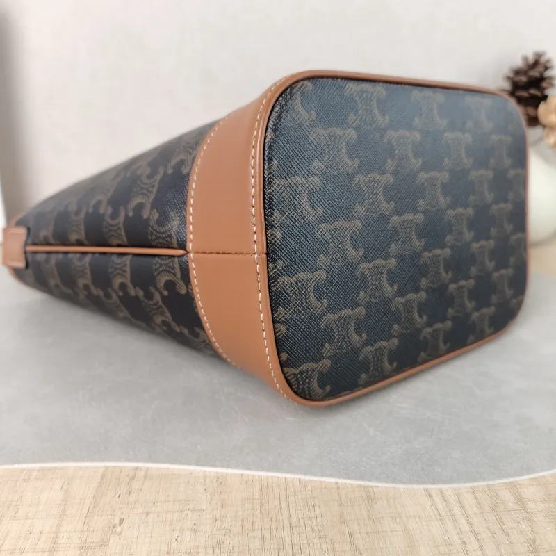 CELINE Crossbody Bag Triomphe Bucket Bag Monogram PVC Small 22 × 13 × 26 cm — detail view 3 of 12
