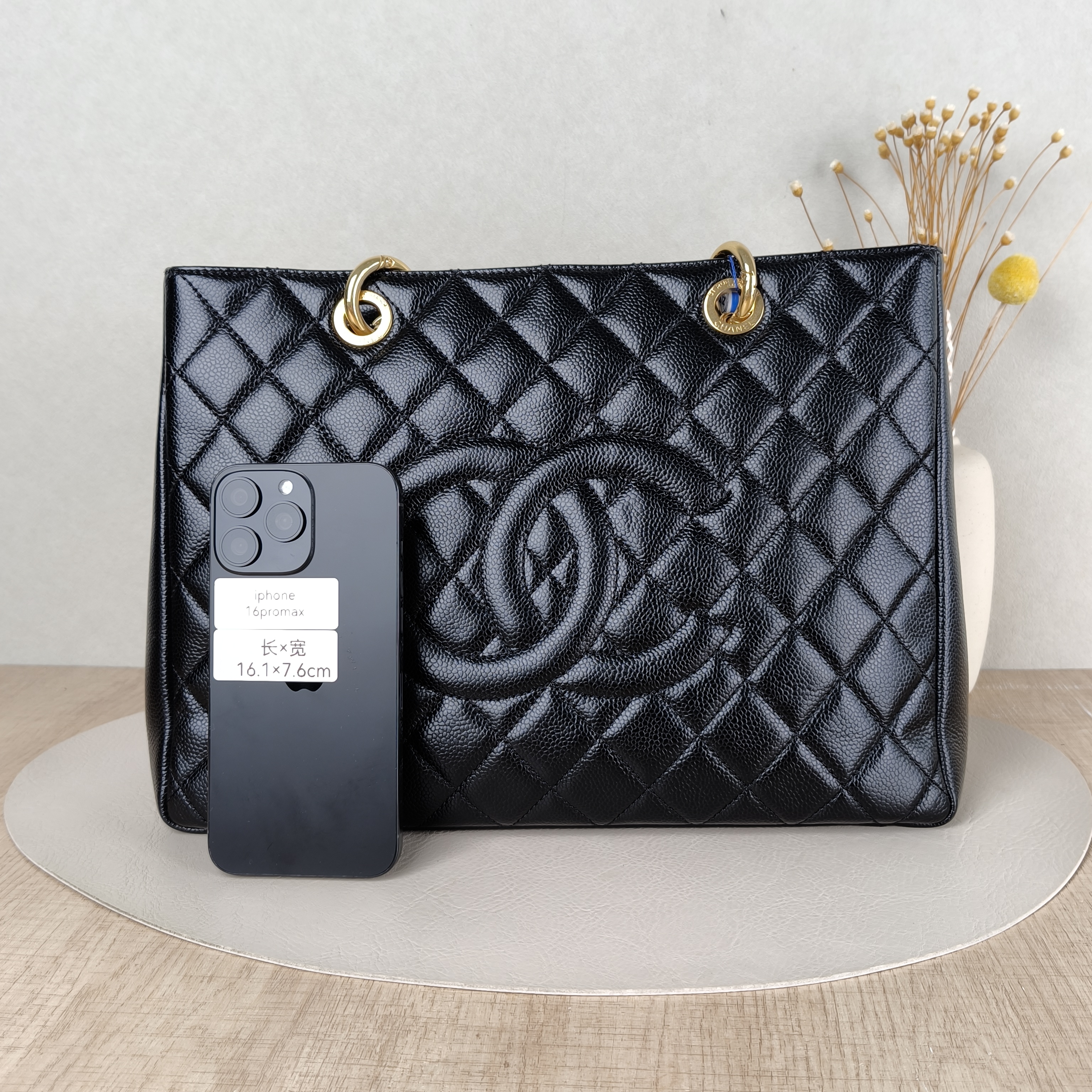 Chanel Shoulder Bag Grand Shopping Tote GST Shopping Tote Black Grained Calfskin Large33 × 13 × 24 cm — cover view 3 of 5