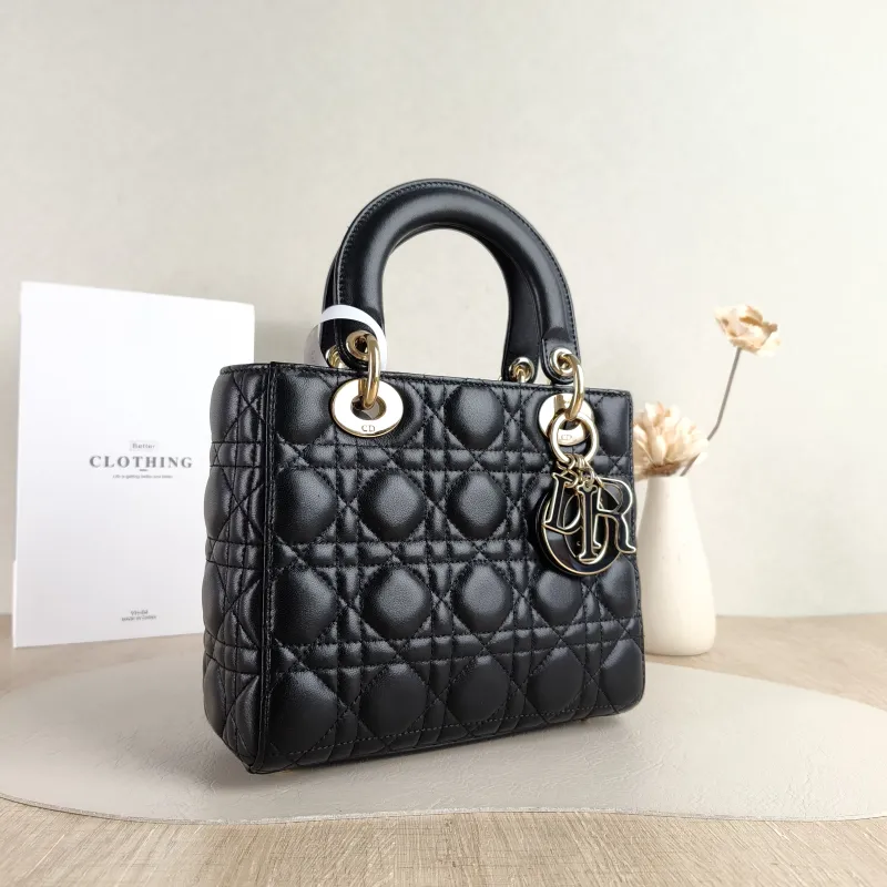 DIOR Top Handle Bag Lady Lady Dior Bag Black SL ambskin Small 20 × 8 × 18 cm — cover view 4 of 5