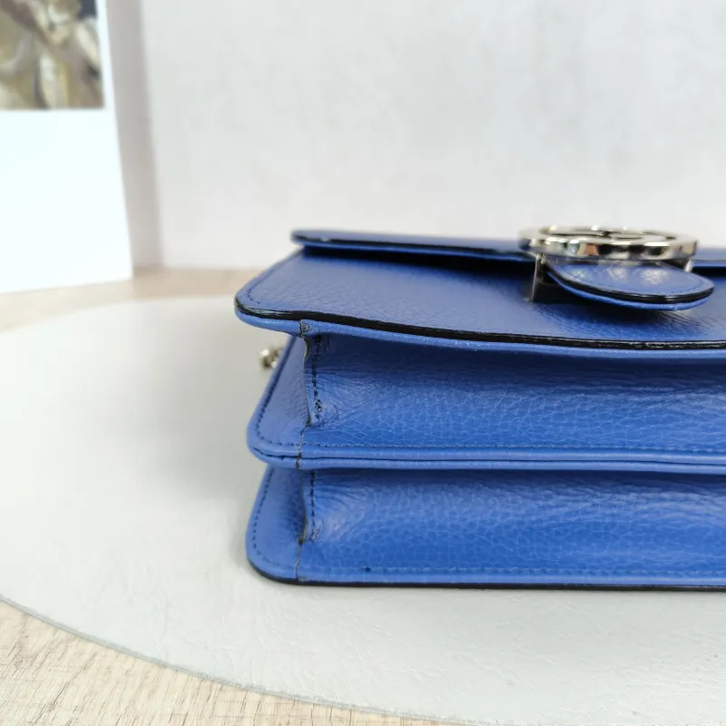 GUCCI Crossbody Bag g Collection Blue Calfskin Small20 × 9 × 16 cm — detail view 9 of 12