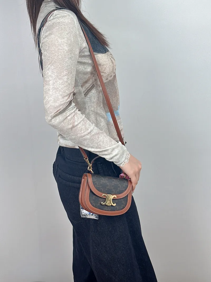 CELINE Crossbody Bag Crossbody Bag Monogram PV Cmini15 × 5 × 11.5 cm — on-model view 2 of 3