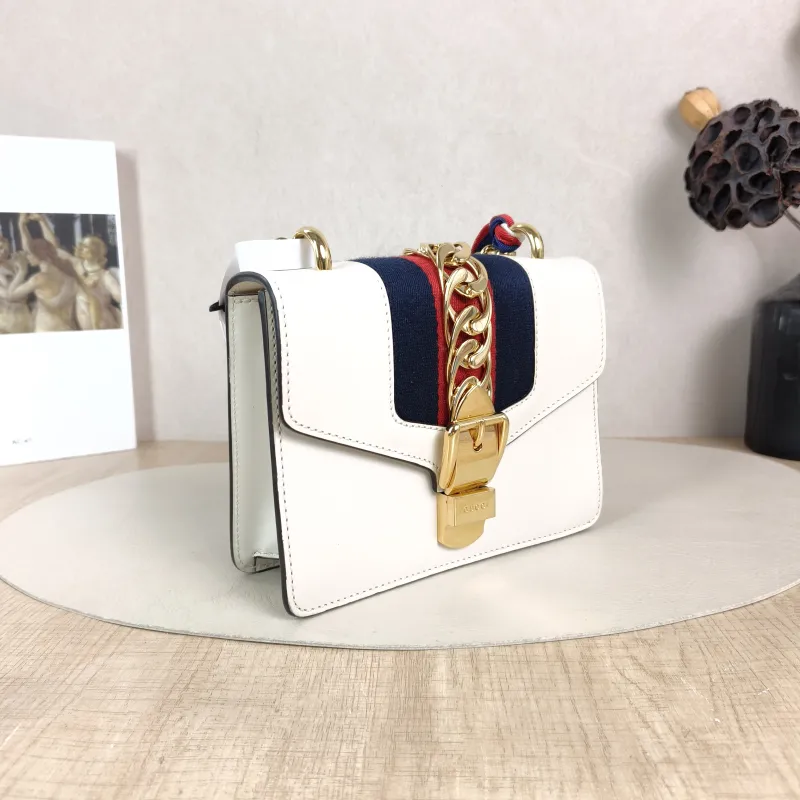 GUCCI Shoulder Bag Sylvie Shoulder Strap Edition White CC alfskin Mini 19 × 8 × 14 cm — cover view 4 of 6