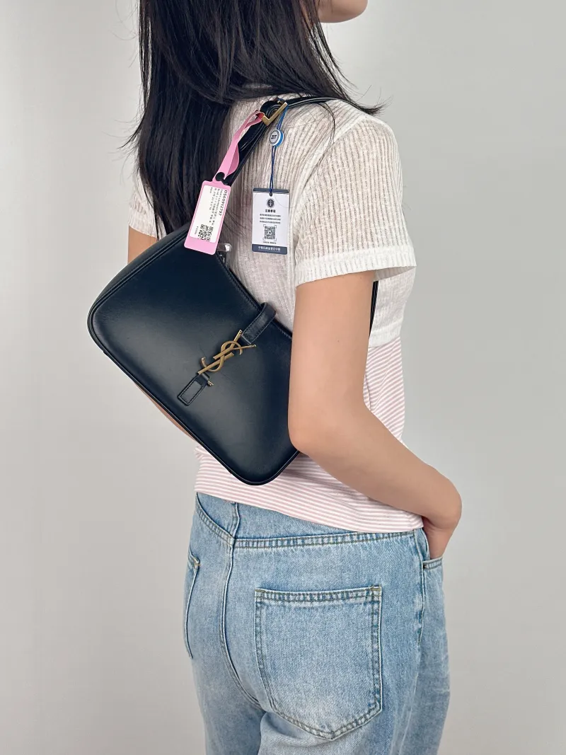 SAINT LAURENT Shoulder Bag LE 5 À 7 Black Calfskin Small 23 × 6.5 × 16 cm — on-model view 2 of 2