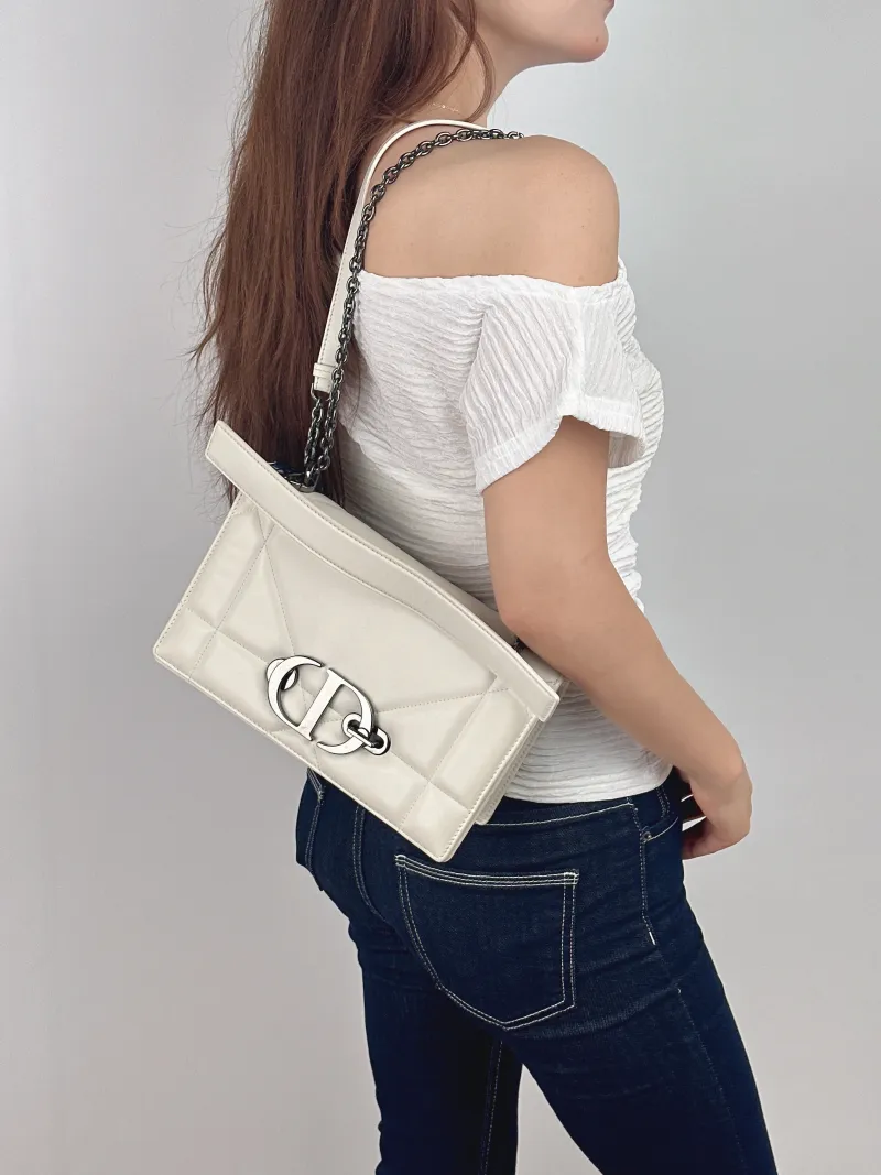 DIOR Crossbody Bag30Montaigne White Lambskin One Size25 × 8 × 15 cm — on-model view 3 of 3