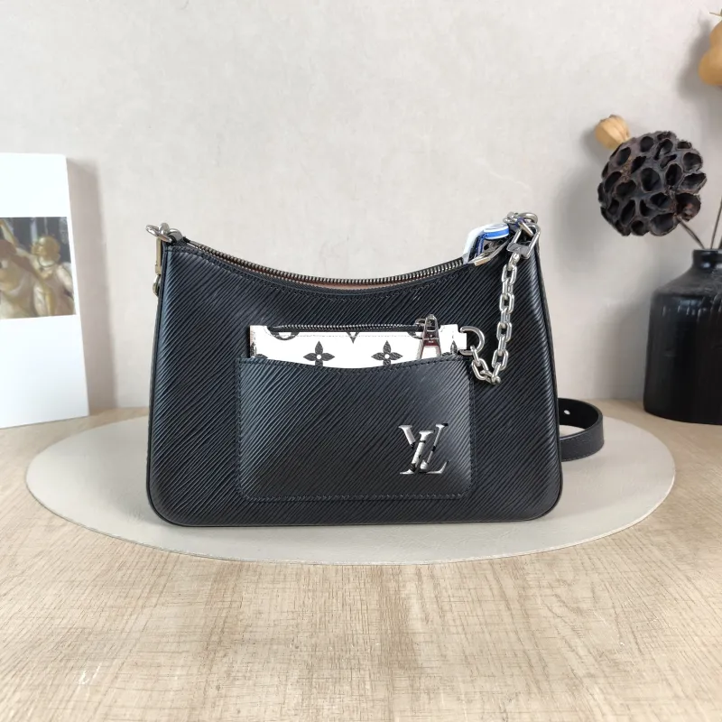 Louis Vuitton Crossbody Bag MARELLE Black Epi Embossed Calfskin Small 25 × 8 × 15 cm