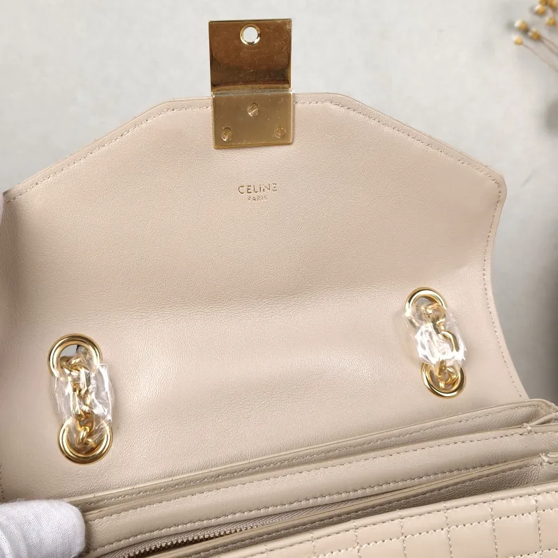 CELINE Crossbody Bag C Bag Chain Bag Beige Calfskin Medium 21.5 × 7 × 15 cm — detail view 7 of 13