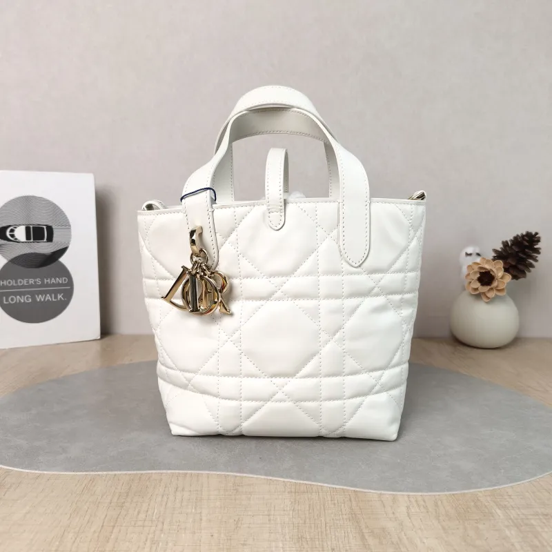 DIOR Top Handle Bag TOUJOURS Edition White Calfskin Small 18.5 × 12 × 18.5 cm