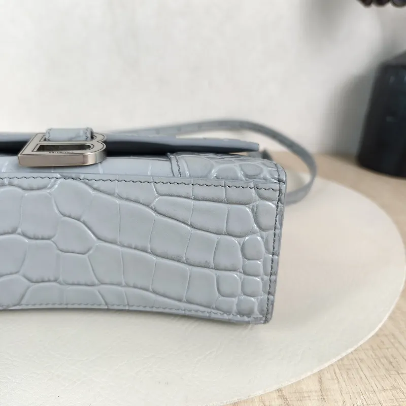 BALENCIAGA Crossbody Bag Hourglass Hourglass Bag Grey Calfskin Mini 19 × 6.5 × 12 cm — detail view 8 of 14