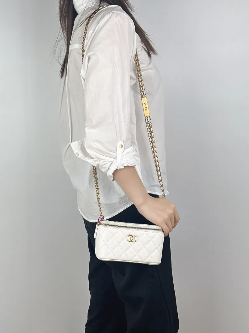 Chanel Crossbody Bag Edition White Grained Calfskin One Size16 × 8 × 9.5 cm — on-model view 2 of 2