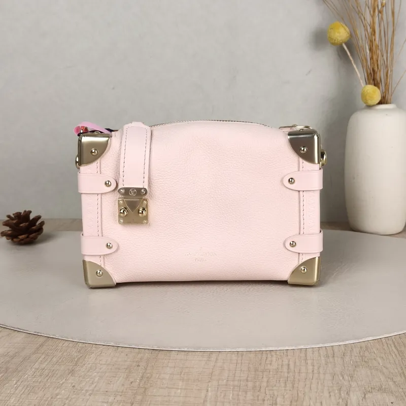 Louis Vuitton Crossbody Bag Side Trunk Box Pink Calfskin Small 18 × 8 × 12.5 cm