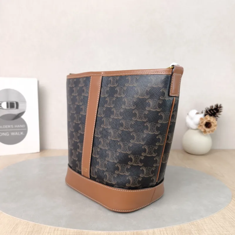 CELINE Crossbody Bag Triomphe Bucket Bag Monogram PVC Small22 × 13 × 26 cm — cover view 2 of 5