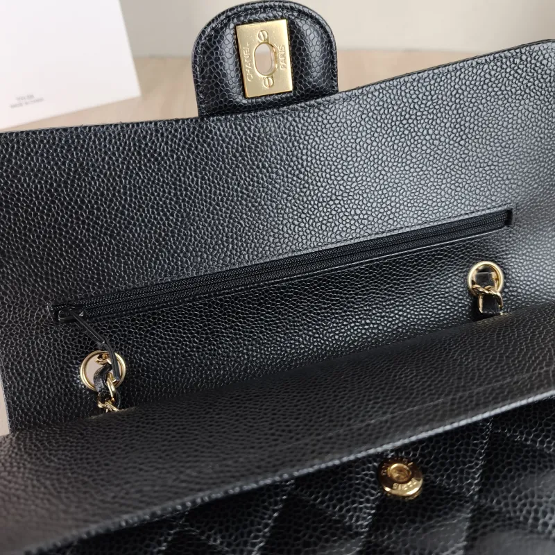 Chanel Crossbody Bag Classic Flap CF Black Grained Calfskin Medium 25.5 × 6.5 × 15.5 cm — detail view 6 of 14