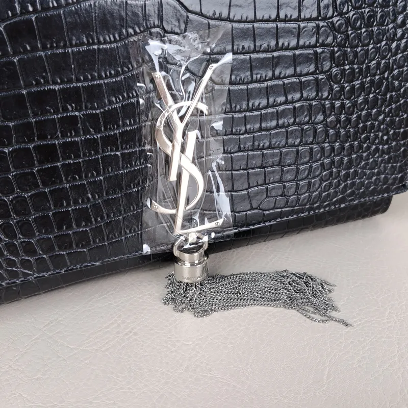 SAINT LAURENT Crossbody Bag KATE Edition Black Calfskin Medium 24 × 5.5 × 14.5 cm — detail view 8 of 10