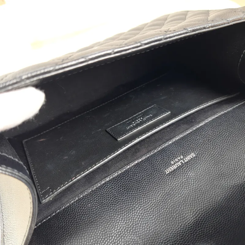 SAINT LAURENT Crossbody Bag ENVELOPE Black Calfskin Medium 24 × 6 × 17.5 cm — detail view 8 of 13