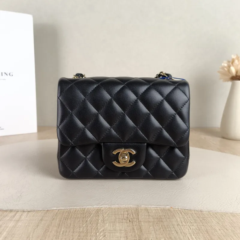 Chanel Crossbody Bag Classic Flap Mini CF Mini Black SL ambskin Mini 17 × 8 × 13.5 cm