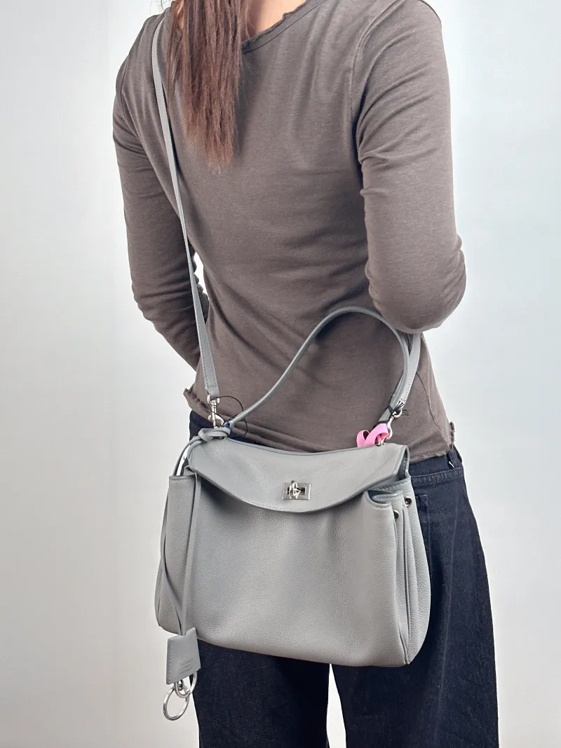 BALENCIAGA Crossbody Bag RODEO Grey Calfskin Small 27 × 10 × 20 cm — on-model view 2 of 2
