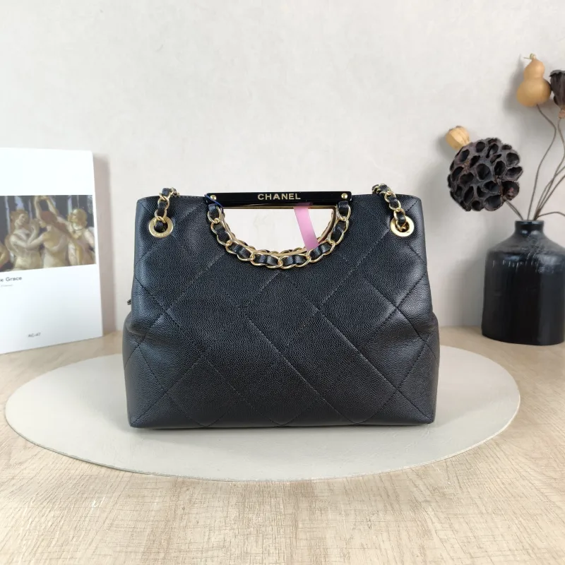 Chanel Top Handle Bag Shoulder Bag Black Grained Calfskin One Size 25 × 9 × 20 cm 29
