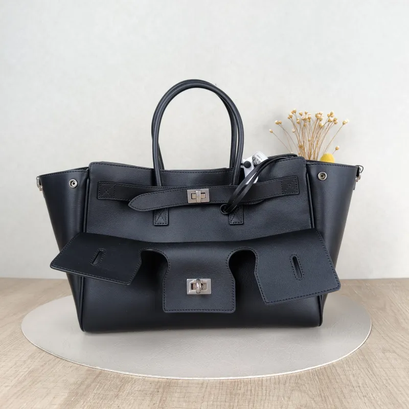 BALENCIAGA Top Handle Bag Bel air Black Calfskin Small 30 × 12 × 20.5 cm