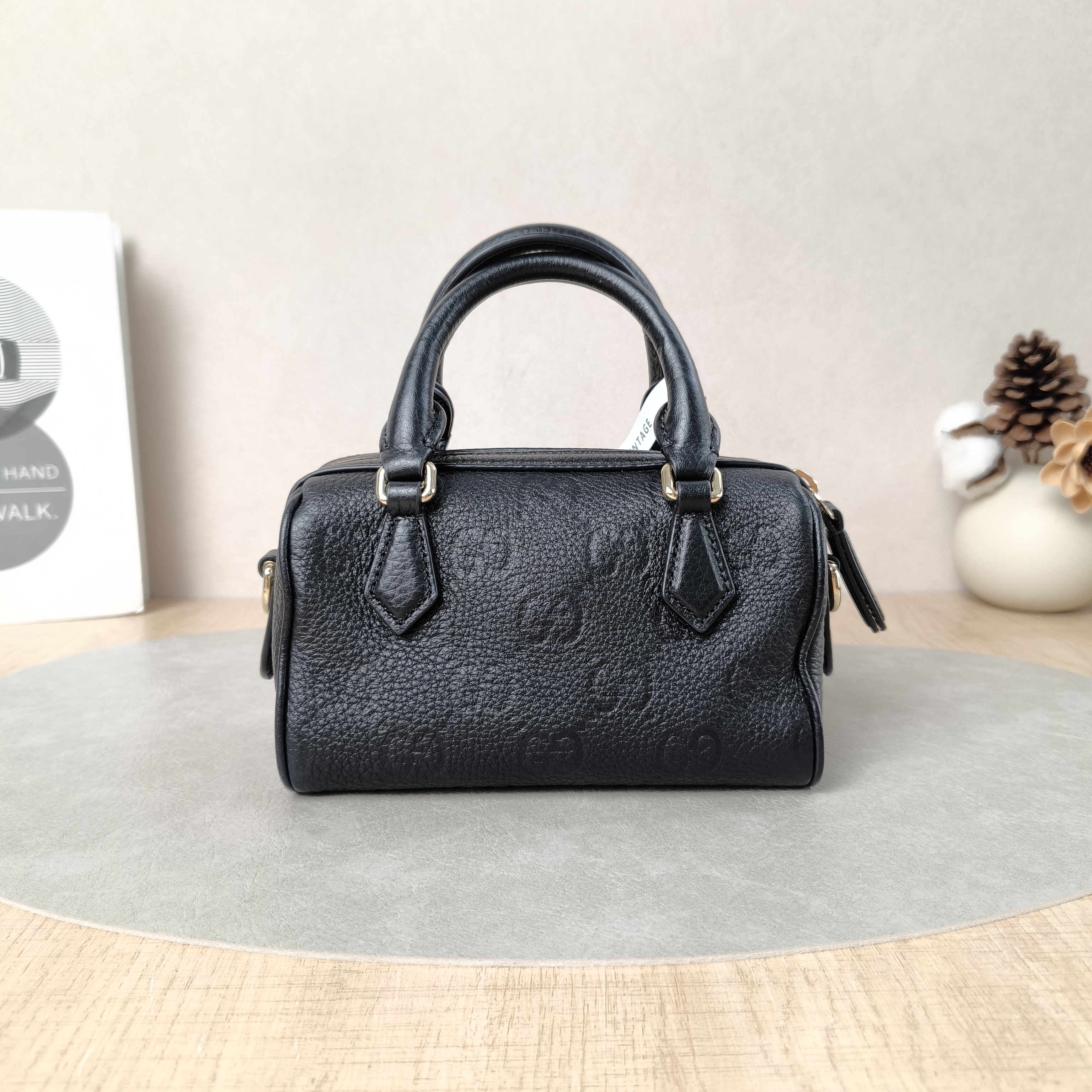 GUCCI Crossbody Bag GG Emblem Crossbody Bag Black Calfskinnano16.5 × 8 × 10 cm