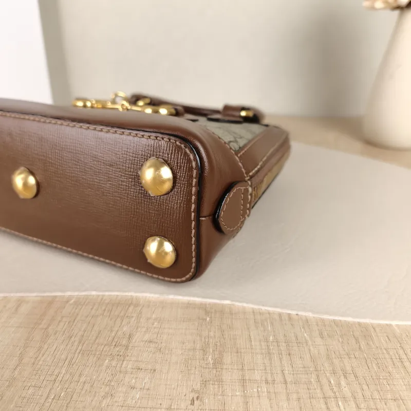 GUCCI Top Handle Bag Horsebit 1955 Horsebit Dome Bag Monogram PVC Mini 20 × 7.5 × 19.5 cm — detail view 4 of 11
