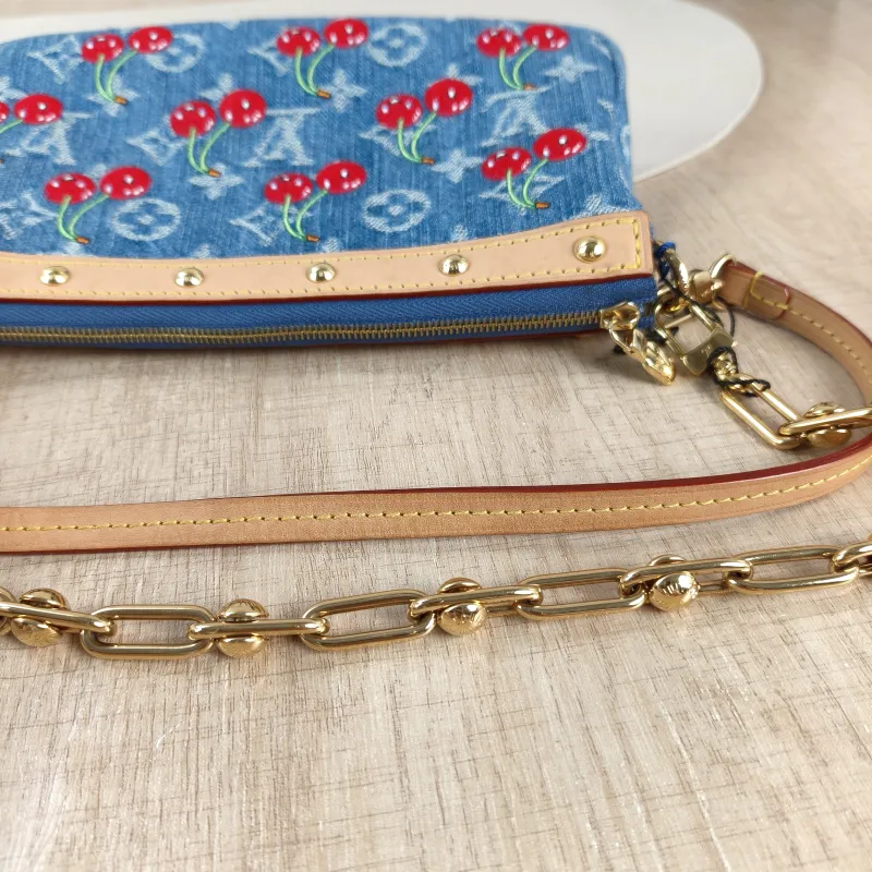 Louis Vuitton Shoulder Bag Pochette Accessoires Two Straps Blue · One Size 22 × 4 × 13 cm — detail view 1 of 10