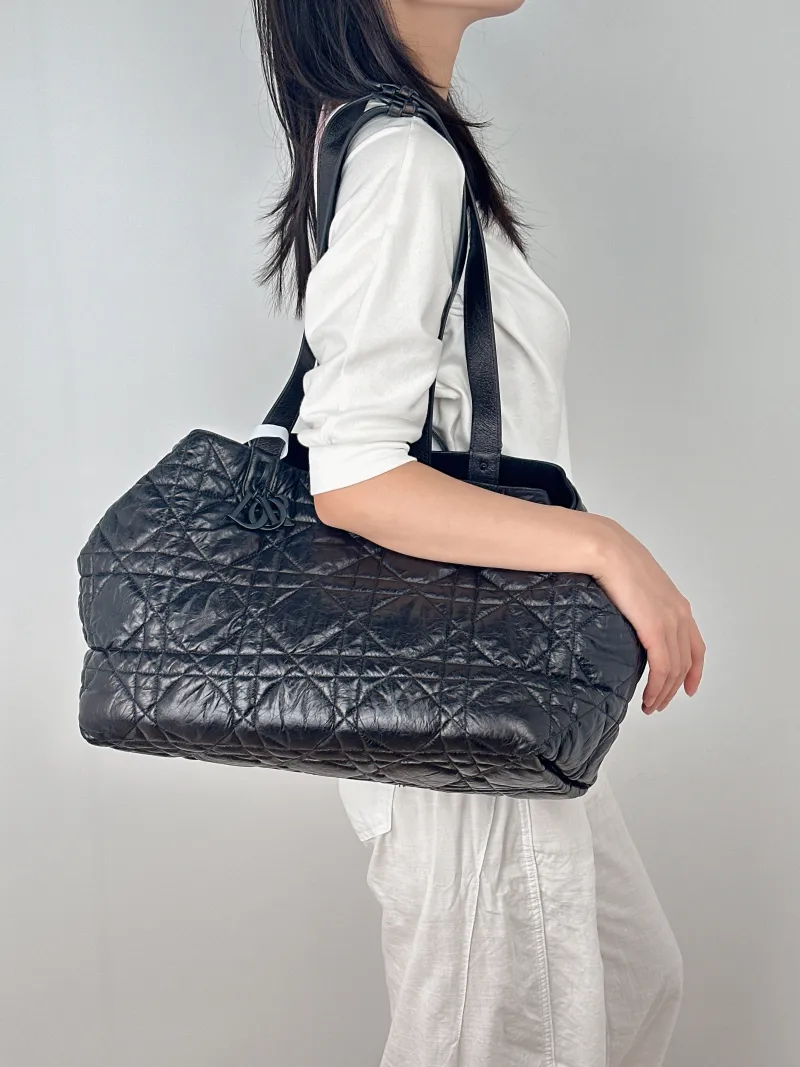 DIOR Top Handle Bag TOUJOURS Black Calfskin Large37 × 21 × 27 cm — on-model view 1 of 2