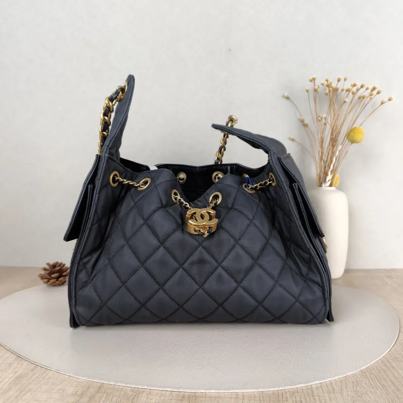 Chanel Shoulder Bag 25Bag Grey Canvas Small 26 × 14 × 30 cm