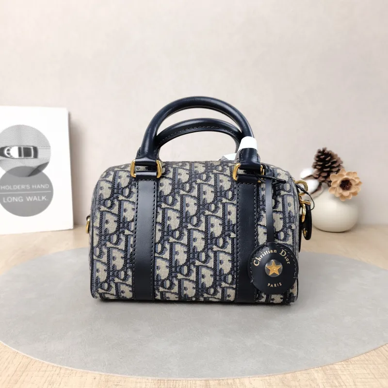 DIOR Crossbody Bag Groove 20 Top Handle Bag Blue Canvas Small20.5 × 12 × 13.5 cm