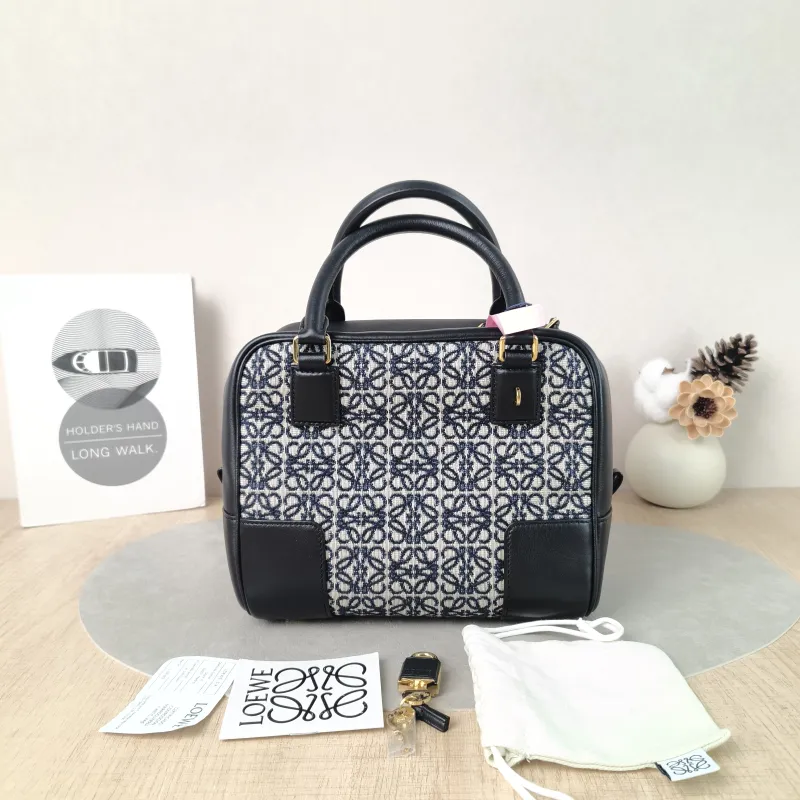 LOEWE Crossbody Bagamazona 19 Blue White Black Calfskin，Canvas Small19 × 11.5 × 18 cm — cover view 2 of 6