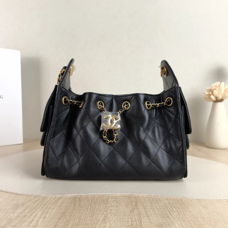 Chanel Shoulder Bag 25Bag Black Grained Calfskin Mini 20 × 12.5 × 22 cm