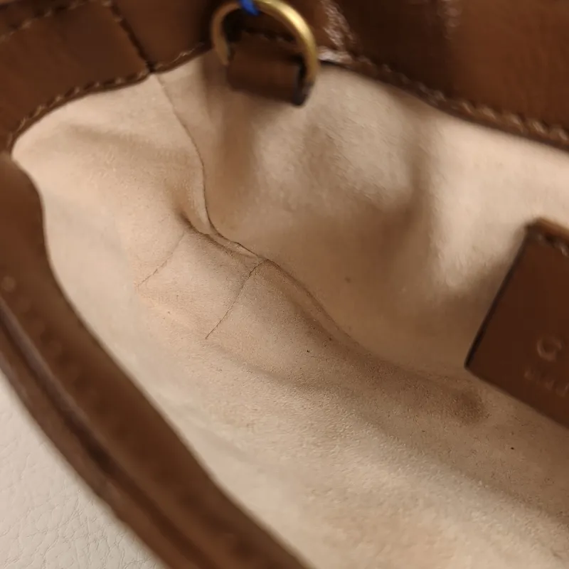 GUCCI Crossbody Bag GG Marmont Mini Marmont Mini Caramel Calfskin Mini 16.5 × 4.5 × 9.5 cm — detail view 10 of 11