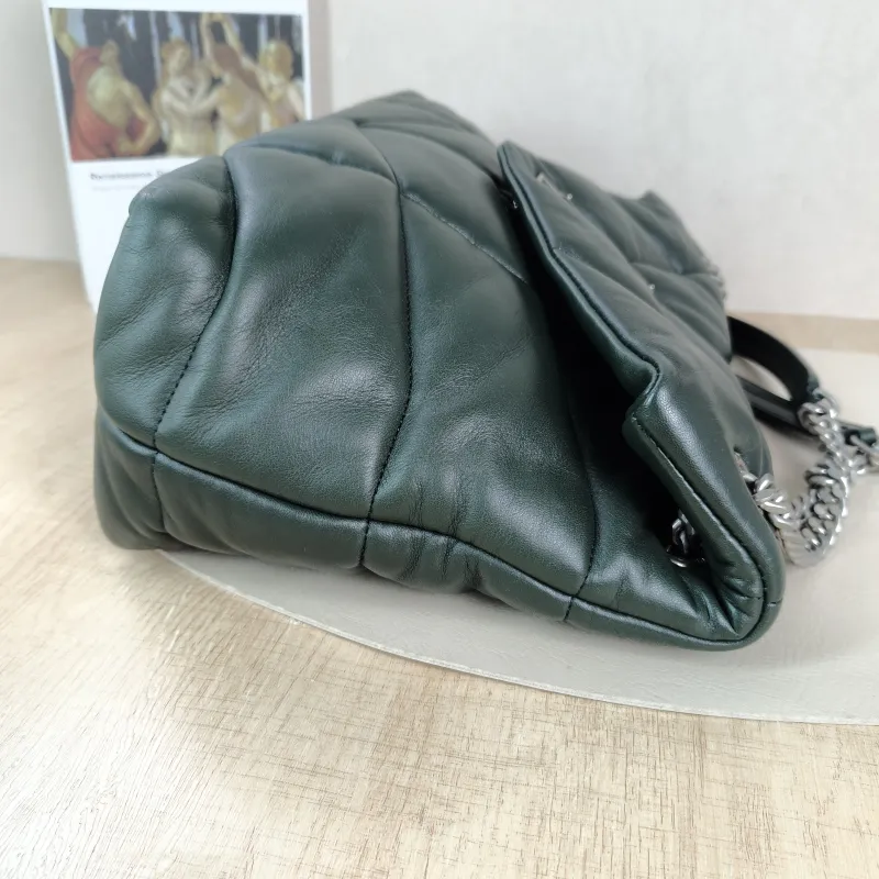 SAINT LAURENT Shoulder Bag PUFFER Green SL ambskin 32 × 13 × 22 cm Conditioned — detail view 11 of 11