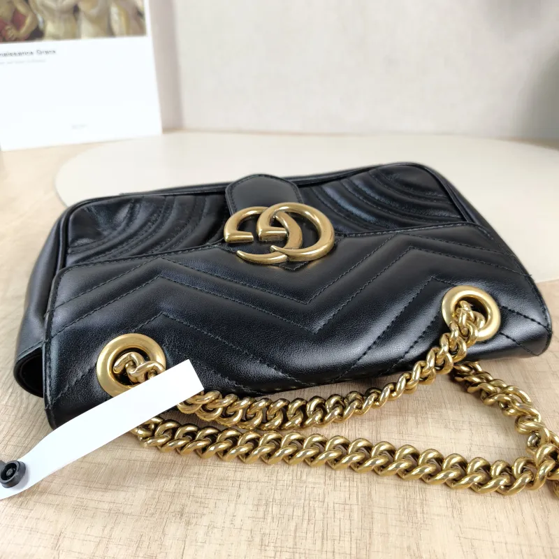 GUCCI Crossbody Bag GG Marmont Small Marmont 22 Black CC alfskin Small 22 × 6 × 13 cm — detail view 13 of 13