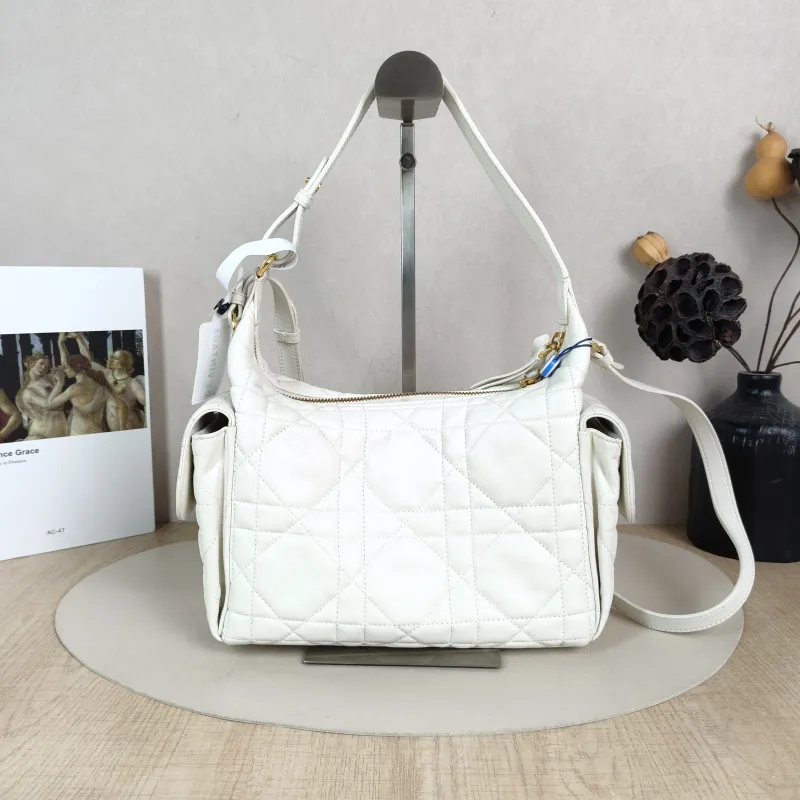 DIOR Crossbody Bag D-Dream White Lambskin Medium 28 × 10 × 16 cm