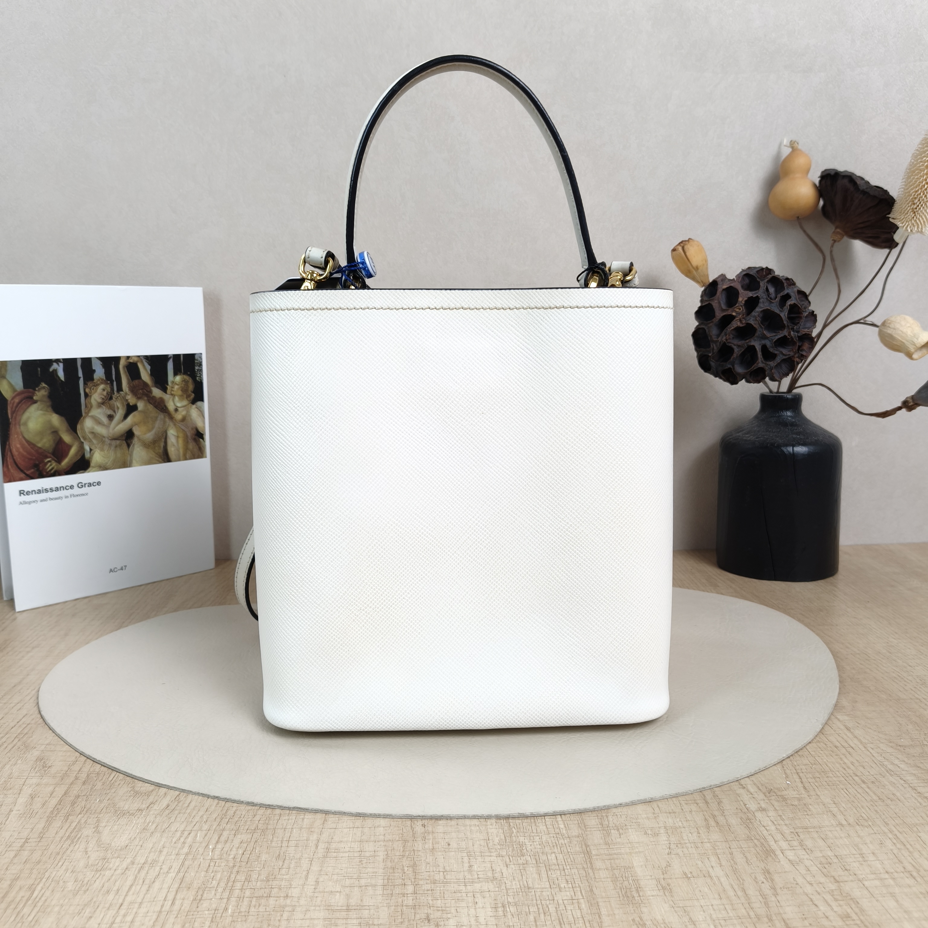 PRADA Shoulder Bag Panier White Calfskin Medium22.5 × 13 × 21.5 cm — cover view 5 of 6