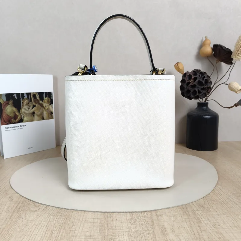 PRADA Shoulder Bag Panier White Calfskin Medium22.5 × 13 × 21.5 cm — cover view 5 of 6