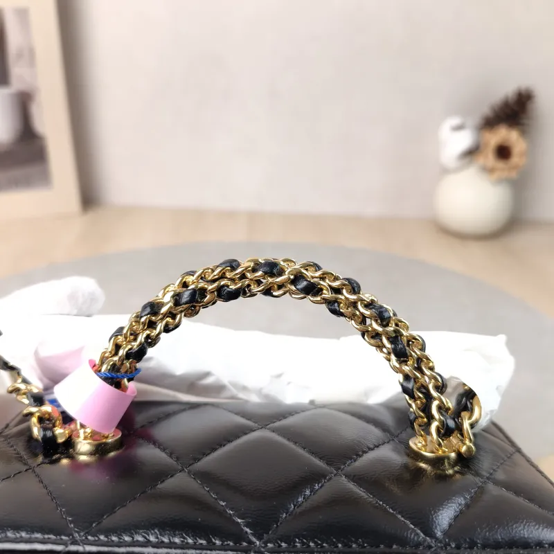 Chanel Crossbody Bag Black Waxed Leather Mini 16 × 8 × 9.5 cm — detail view 4 of 12