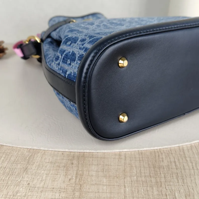 DIOR Shoulder Bag C'est bucket Bucket Bag Blue Canvas 24 × 10 × 25.5 cm — detail view 10 of 12