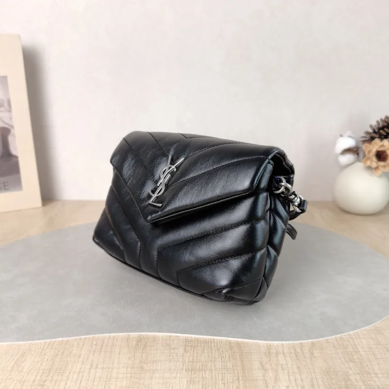 SAINT LAURENT Crossbody Bag LOULOU Black Calfskin Mini 20 × 7.5 × 14 cm — cover view 6 of 6