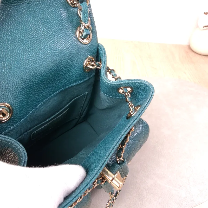 Chanel Backpack Duma Green Grained Calfskin Small16.5 × 10 × 17.5 cm — detail view 6 of 14