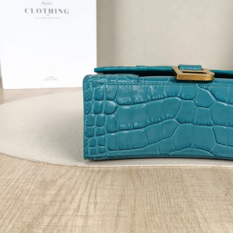 BALENCIAGA Crossbody Bag Hourglass Hourglass Bag Green Embossed Calfskin XS 19 × 8 × 13 cm — detail view 4 of 12