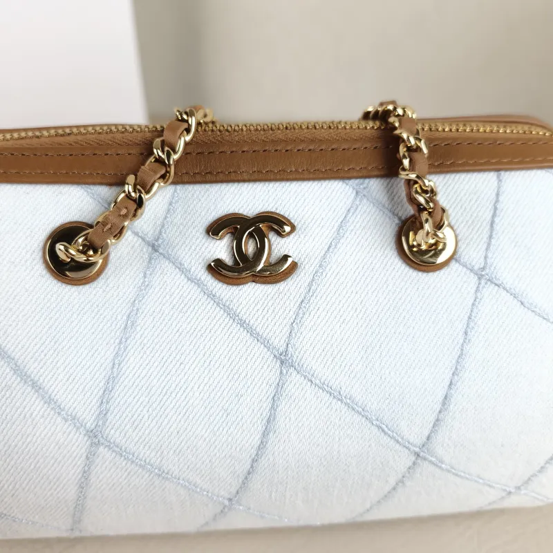 Chanel Crossbody Bag Collection Bowling Bag Blue Brown One Size 18.5 × 11 × 11.5 cm — detail view 11 of 11