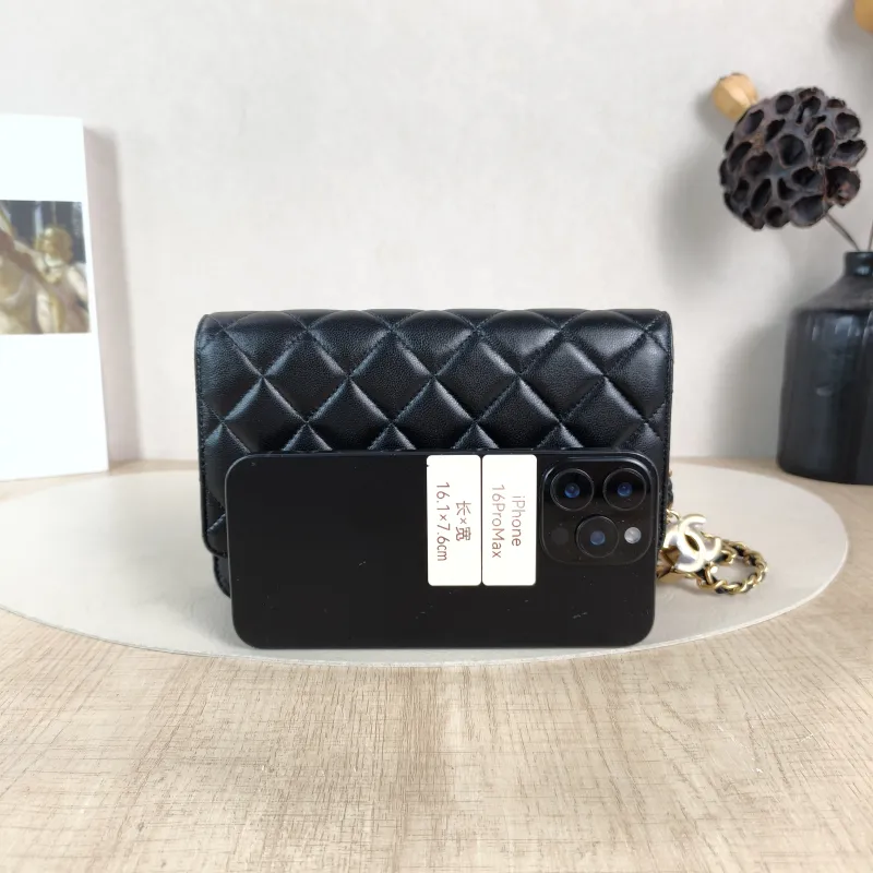 Chanel Crossbody Bag Classic Flap WOC CF WOCWOC Bag C Black Lambskin Mini 19.2 × 3.5 × 12.3 cm — cover view 2 of 6