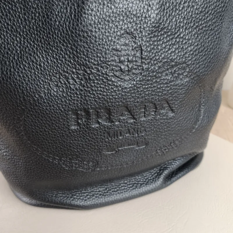 PRADA Shoulder Bag Bucket Bag Black Calfskin One Size 28 × 15 × 27 cm — detail view 7 of 11